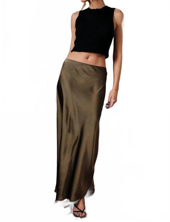 SUNDAY EDITION Dresses & Skirts - NEW SUNDAY EDITION bias satin midi skirt in olive